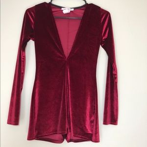 Burgundy V-neck Romper